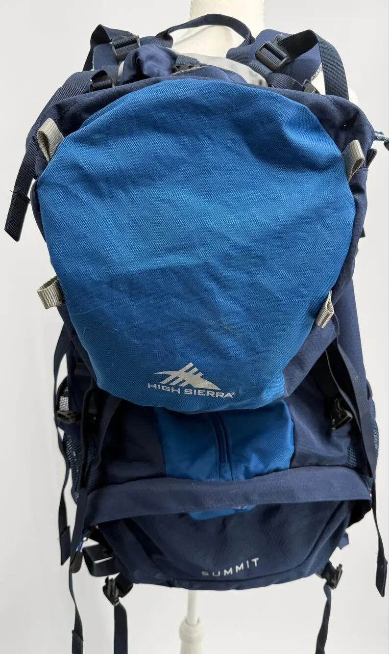 High Sierra Summit H2O Hiking Backpack Blue Hydration Ready Camping Day Pack